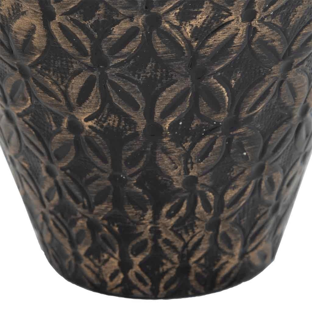 Vaso in metallo nero e oro 32x32x52h