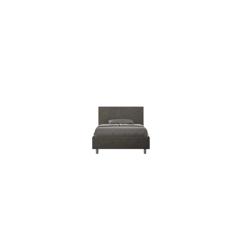 Letto imbottito 1 piazza e mezza 120x210 cm Adele - Con rete,Microfibra,Grigio