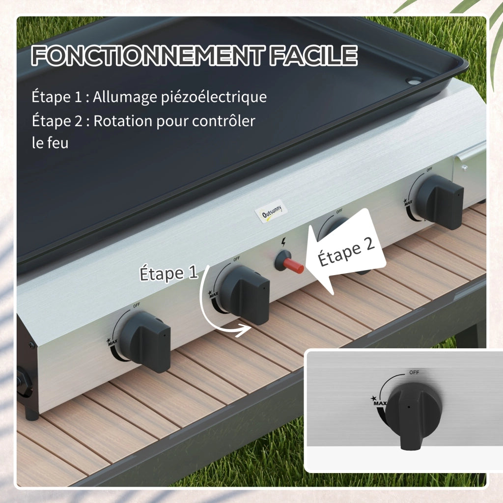 Piano cottura a gas 4 fuochi ¨C zephmum ¨C inox 73x34 cm