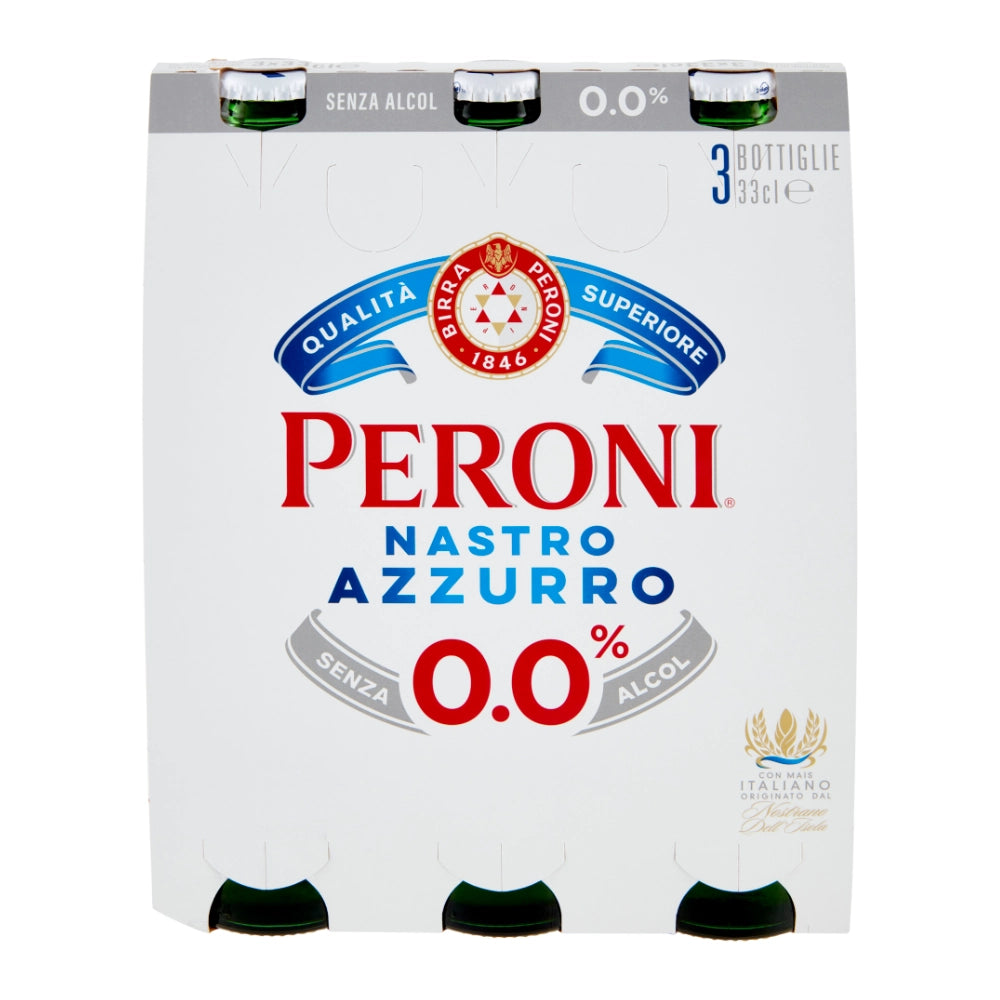 Birra peroni nastro azzurro zero alcol confezione bottiglie 3x33 cl