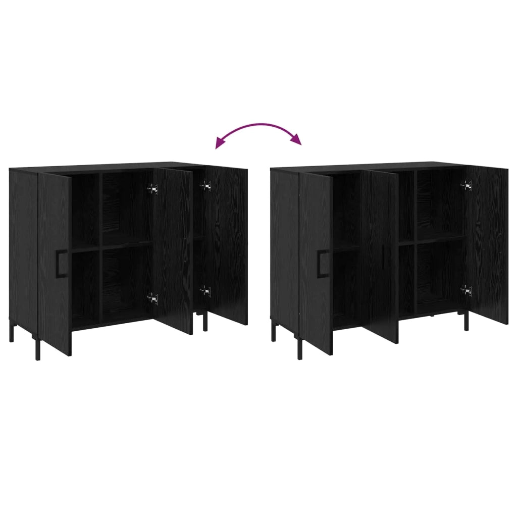 Credenza Rovere Nero 90 x 34 x 80 cm Legno multistrato 879585
