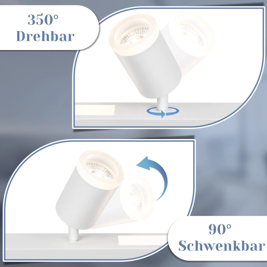 ZMH Faretto da soffitto LED bianchi 4 lampadine 38W dimmerabili telecomando 3000-6500K orientabili 350°