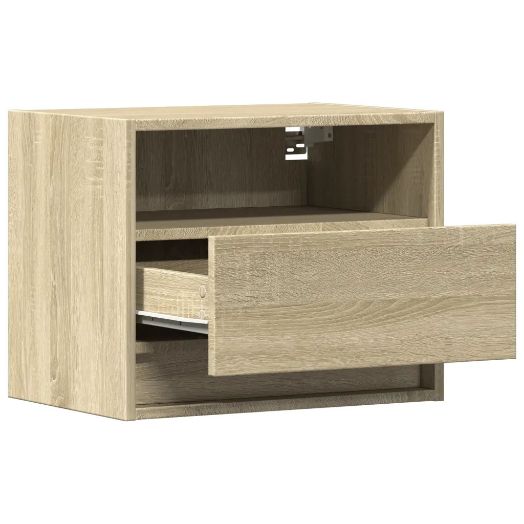 vidaXL Comodino a Parete con luci LED Rovere Sonoma