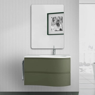 Mobile bagno sospeso 90 cm Melody verde bosco con vasca a destra