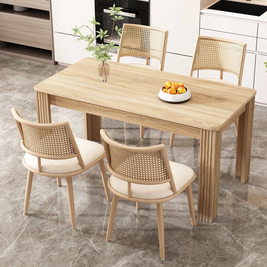Sedie da pranzo 4 pezzi con schienale in rattan e seduta imbottita leggere per interni ed esterni rattan beige