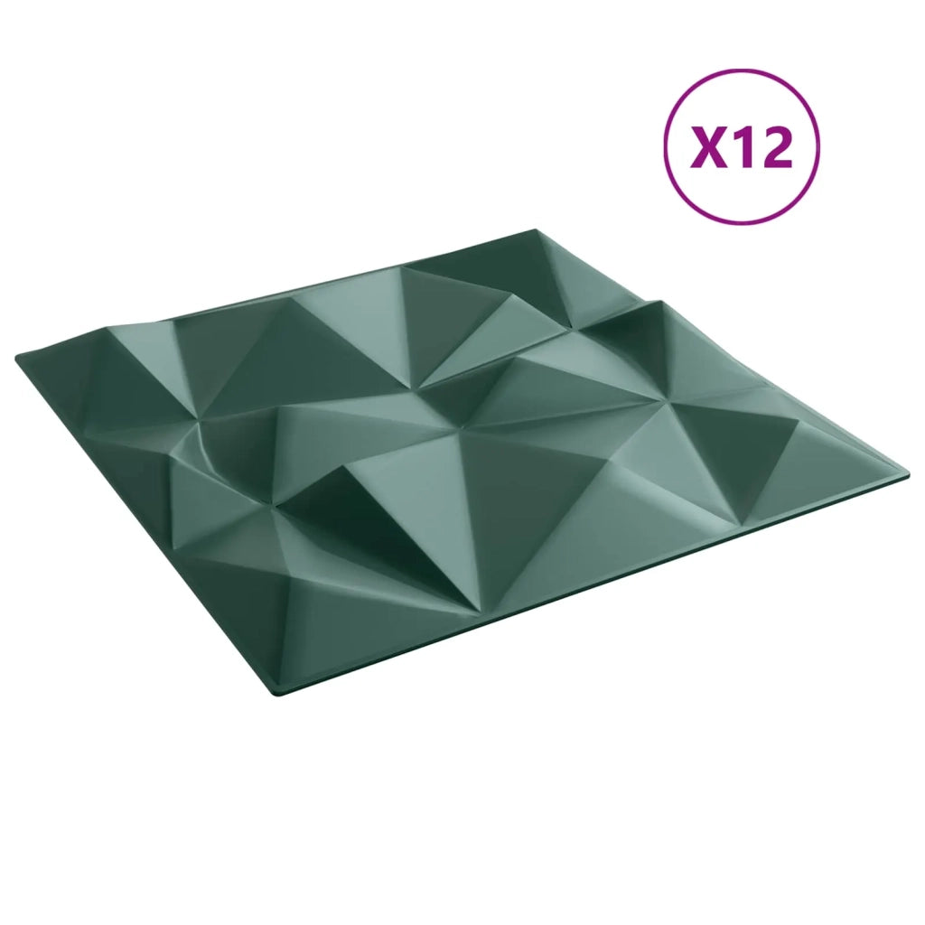 Pannelli da parete 12 pz Verde Diamante 50 x 50 cm Schiuma XPS CFW9987146