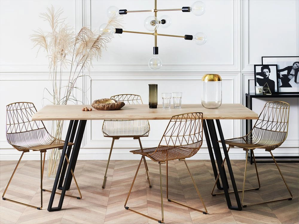 Tavolo da pranzo in legno chiaro 180 x 85 cm con gambe in metallo Nero da cucina