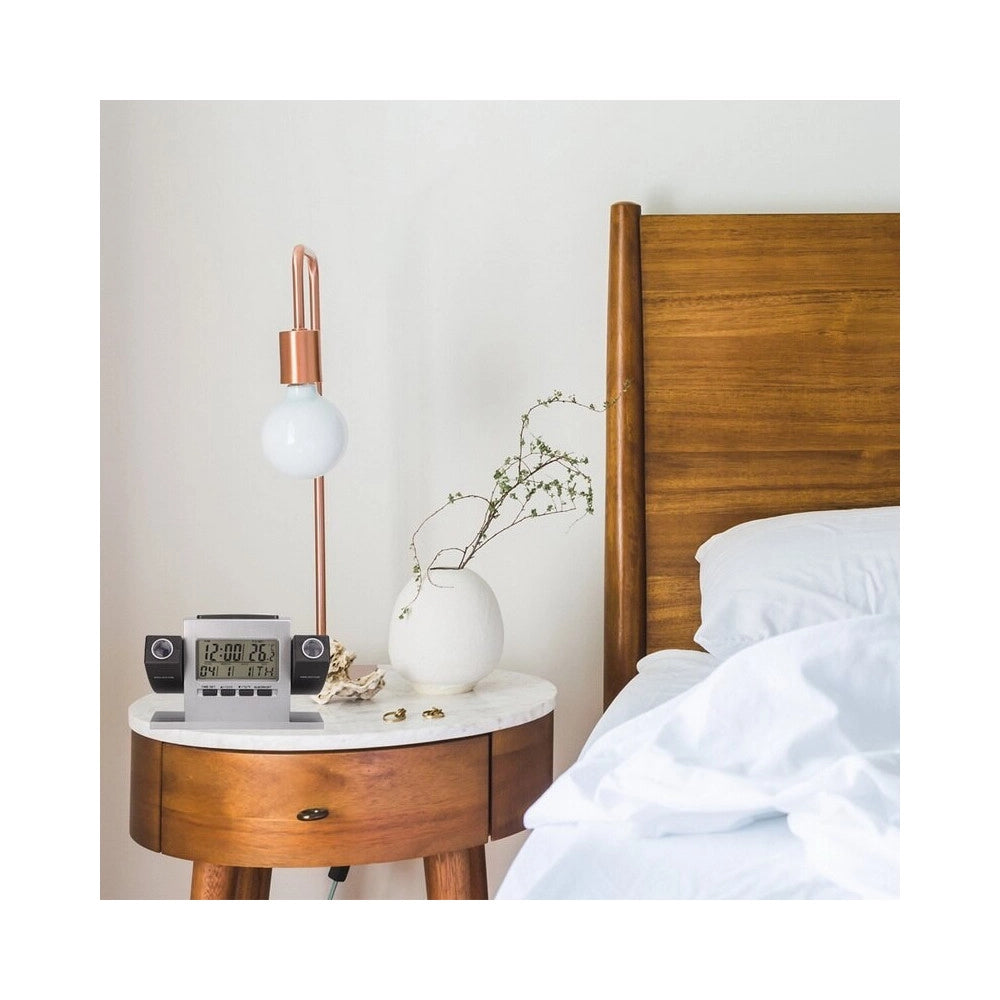 Trade Shop - Sveglia Orologio A Proiezione Ora Temperatura Schermo Lcd Data Gradi Proiettore -