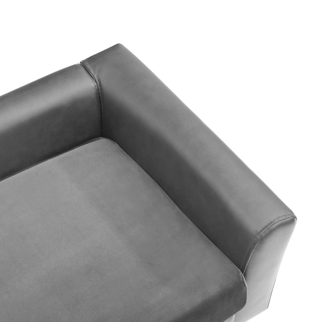 Divano per Cani Grigio 60x43x30 cm in Peluche e Similpelle 170959