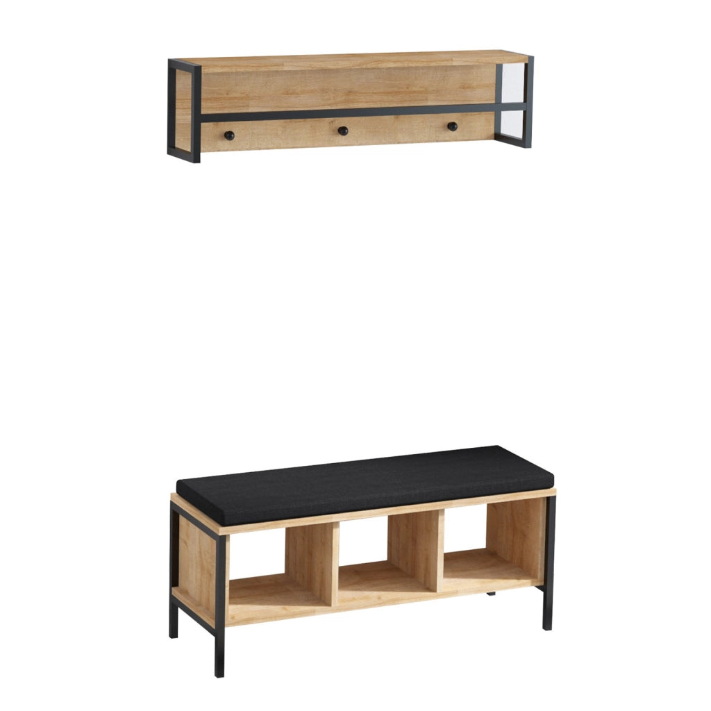 Mobile da corridoio "Shana" con seduta in legno - 100 x 35 x 43 cm - Beige