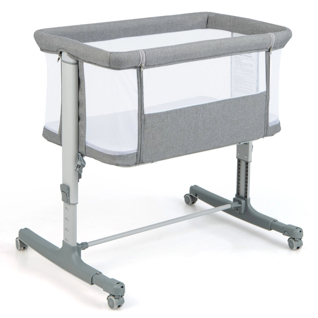 Culla per bambini 3 in 1 con 5 livelli di altezza regolabili borsa da viaggio, Traversina per bambini Grigio-Culle