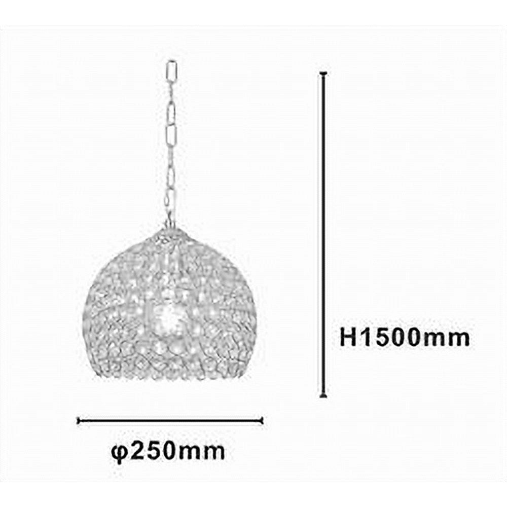 Trade Shop - Lampadario Sospeso Tondo Cupola Cristalli Lampada Mezza Sfera Luce E27 Argento 32361 -