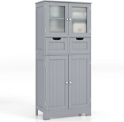 Mobile Bagno con 4 Ante + 2 Cassetti, Armadietto Multifunzione Salvaspazio 60x30x128cm, Design Modulare per Casa, Toilette e Cucina, 2 Colori Scelta & Facile Pulizia