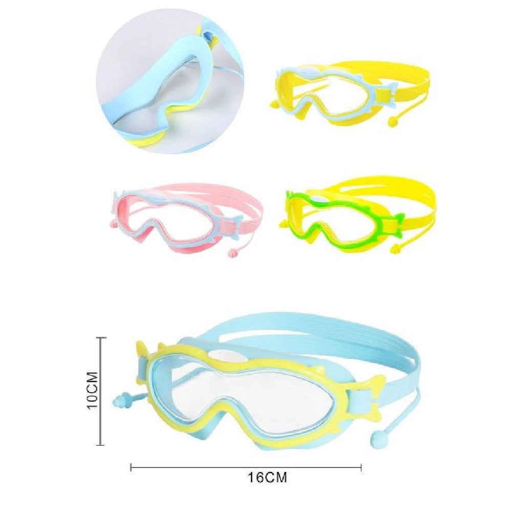 Trade Shop - Maschera Occhialini Con Tappi Da Nuoto Piscina Estate 16x10cm Vari Colori 605426 -