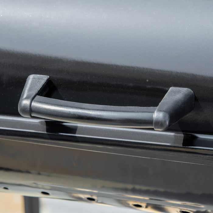 Barbecue a Carbone con Coperchio con Ripiani e Utensili da Cucina Nero