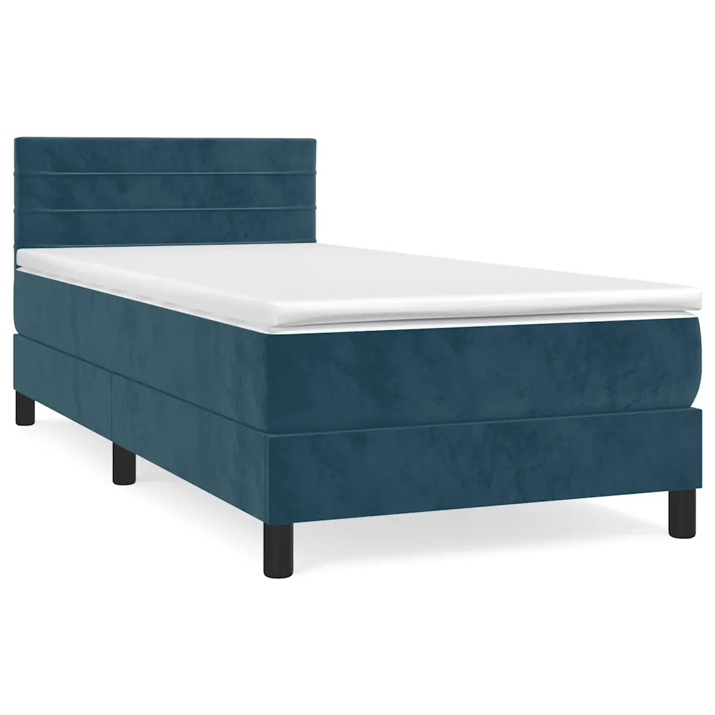 Giroletto a Molle con Materasso-Struttura Letto Blu Scuro 90x200 cm in Velluto 991634