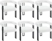 Set 6 Sedie Sala da Pranzo, Sedie da Cucina con Braccioli, Sedia da Pranzo con Gambe in Metallo, Sedia Imbottita per Camera da Letto, Soggiorno, Seduta in Ciniglia, Crema, EZS25cm-6