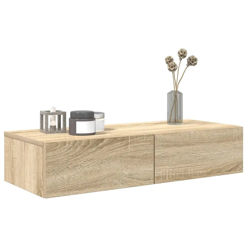 Scaffale a Parete con Cassetti Sonoma 80x33x17 cm in Truciolato 859979
