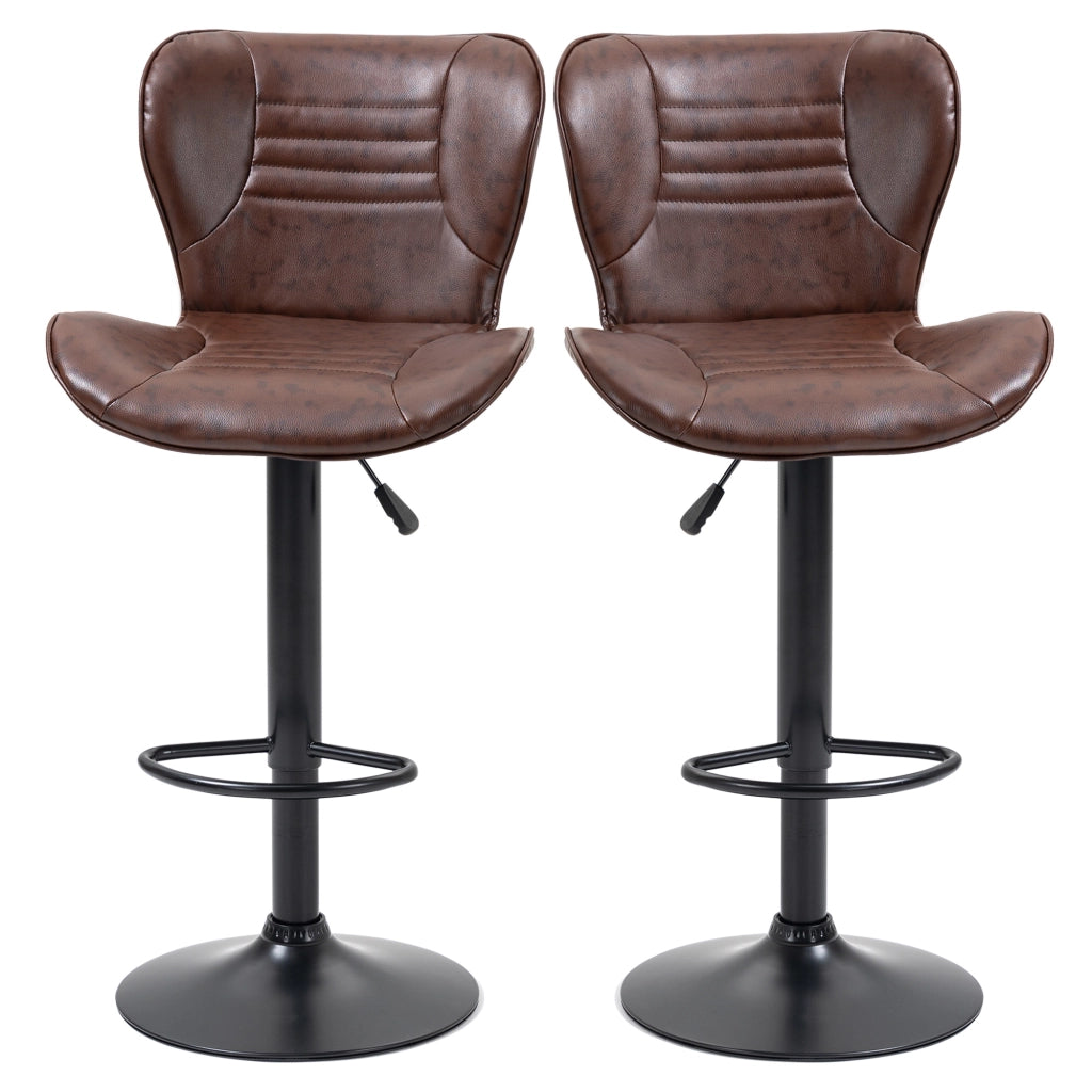 Sgabello da Bar Regolabile Girevole con Schienale e Poggiapiedi ¨C Minimal ¨C Marrone 46,5x54x88-108 cm