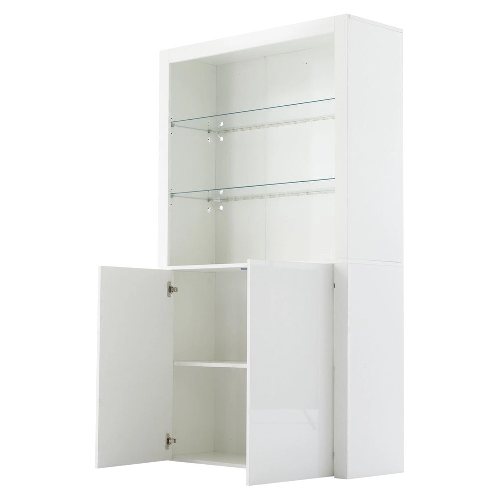 Mobile Vetrina con LED e Vetro Temperato ¨C MINIMAL ¨C Bianco Lucido, 100x35x170