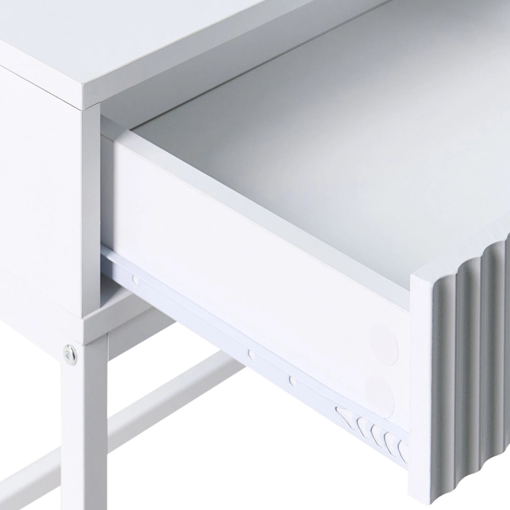 Console a 2 cassetti Mobile contenitore Design scanalato Legno ingegnerizzato MDF Bianco