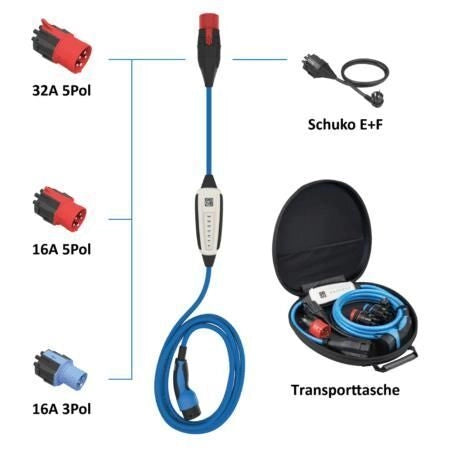 NRGkick 12101061 Caricabatteria per veicolo Presa Type 2 Potenza 22 kW Corrente 32 A Lunghezza cavo 10 m Wi-Fi Bluetooth IP67 colore Nero Blu Rosso