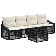 Set Divano da Giardino 5 pcs Nero polyrattan