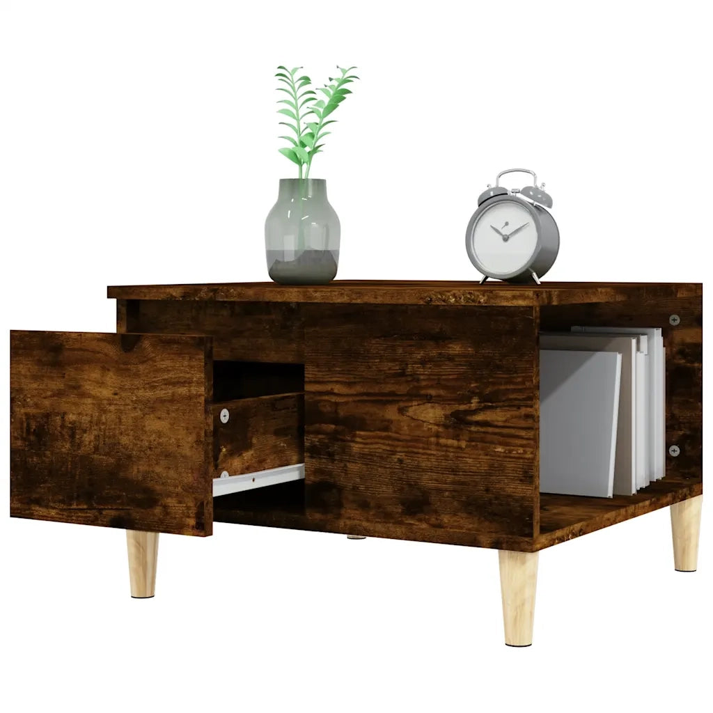 Tavolino da Salotto Rovere Fumo 55x55x36,5 cm Legno Multistrato 821081