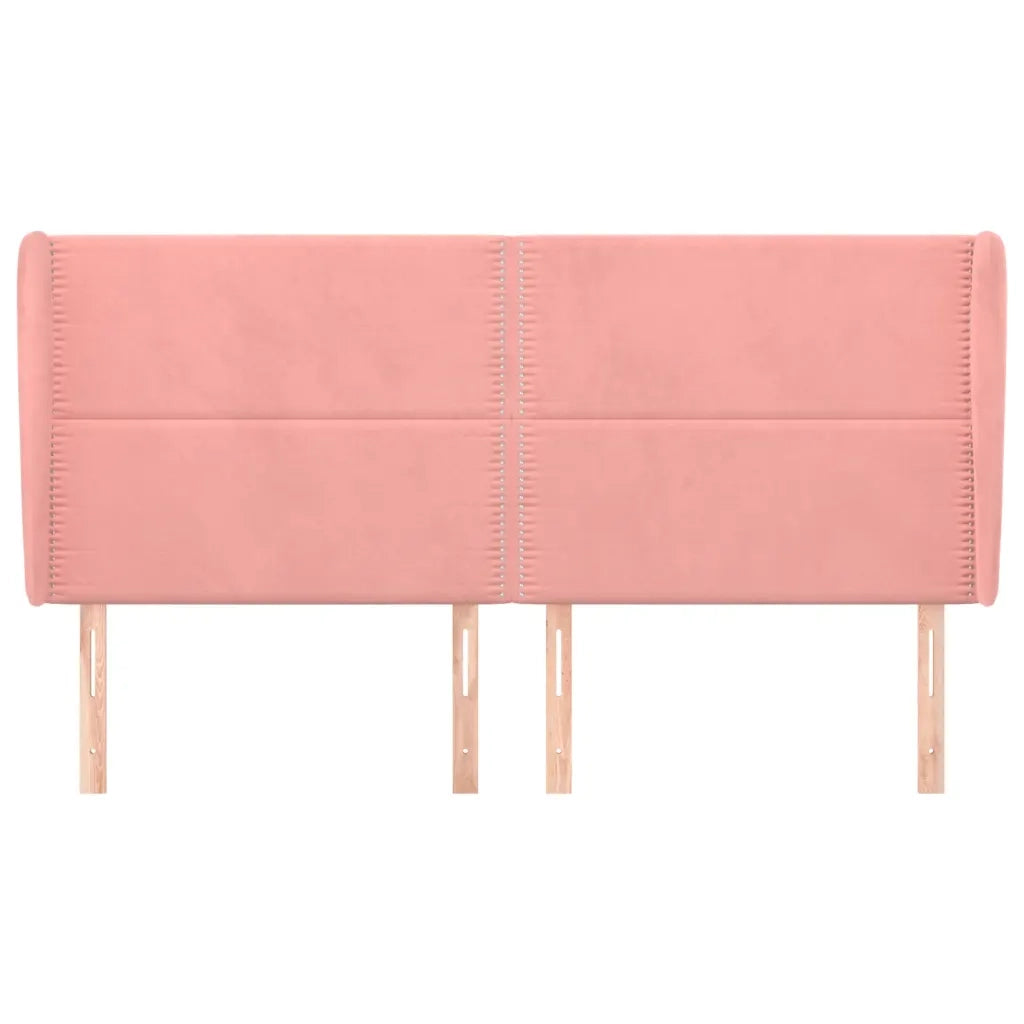 Testiera ad Orecchio Rosa 163x23x118/128 cm in Velluto