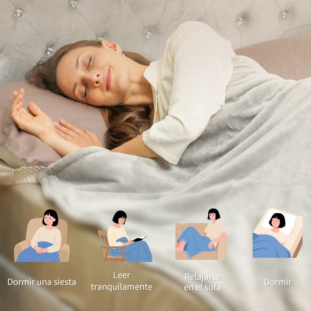 Coperta elettrica riscaldante ¨C zephmum ¨C 180x130 cm grigio 9 temperature timer lavabile