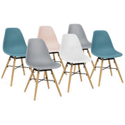 IDMarket - Set di 6 sedie SANDRA mix di rosa pastello, bianco, grigio chiaro X2, blu X2