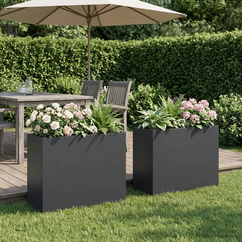 Vaso da giardino 2 pz Antracite 50 x 20 x 40 cm 8005447
