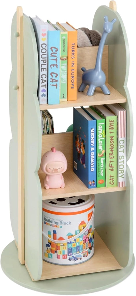 Scaffale Rotante per Bambini, Organizzatore per Giocattoli a 5 Ripiani, Mensola Girevole a 360° per Angolo, Scaffale da Terra per Camera dei Bambini Sala Giochi Asilo, 47,5x47,5x96 cm