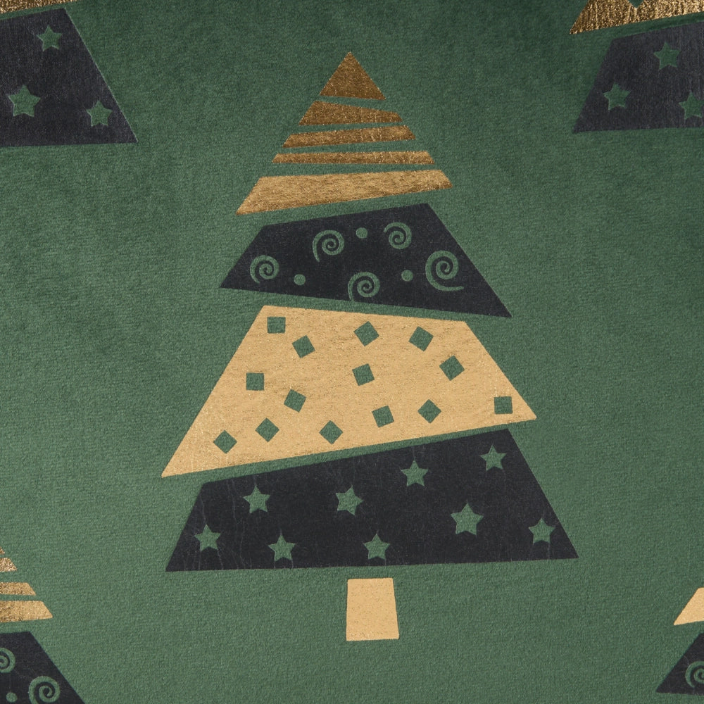 Set di 2 cuscini in velluto con stampa alberi di Natale verde sfoderabili 45 x 45 cm soggiorno camera da letto