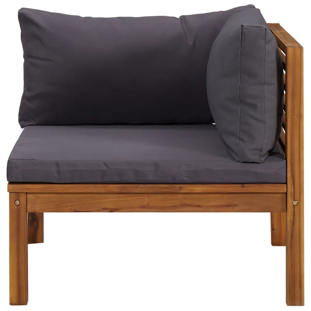 Divano Angolare Modulare Cuscini Grigio Scuro Massello Acacia 316286