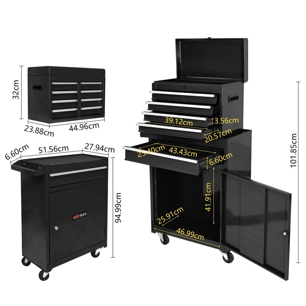 Cassettiera con Rotelle 5 Cassetti ¨C MINIMAL ¨C Ripiani Regolabili, Nero