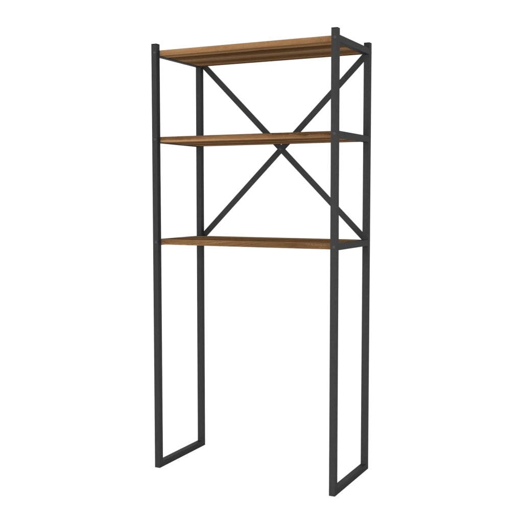 Mensola da bagno con 2 vani portaoggetti 160 x 66 x 34 cm effetto noce 03_0006999