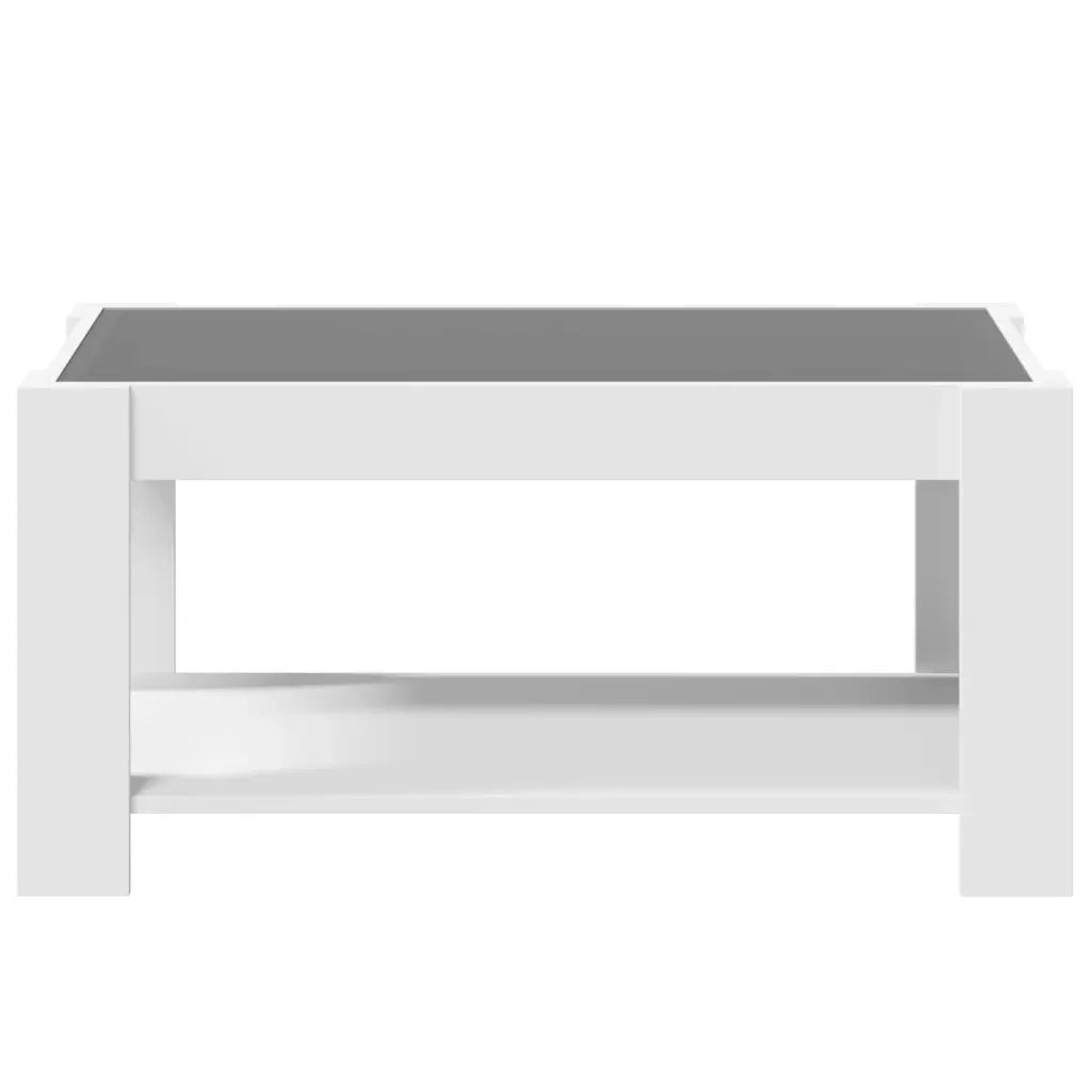Tavolino Salotto con LED Bianco 93x53x45 cm Legno Multistrato