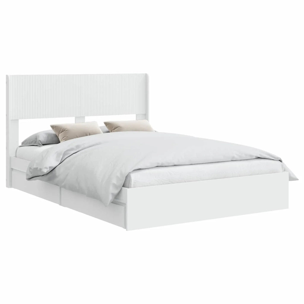 Struttura del letto con stoccaggio e testata Bianco 3414383