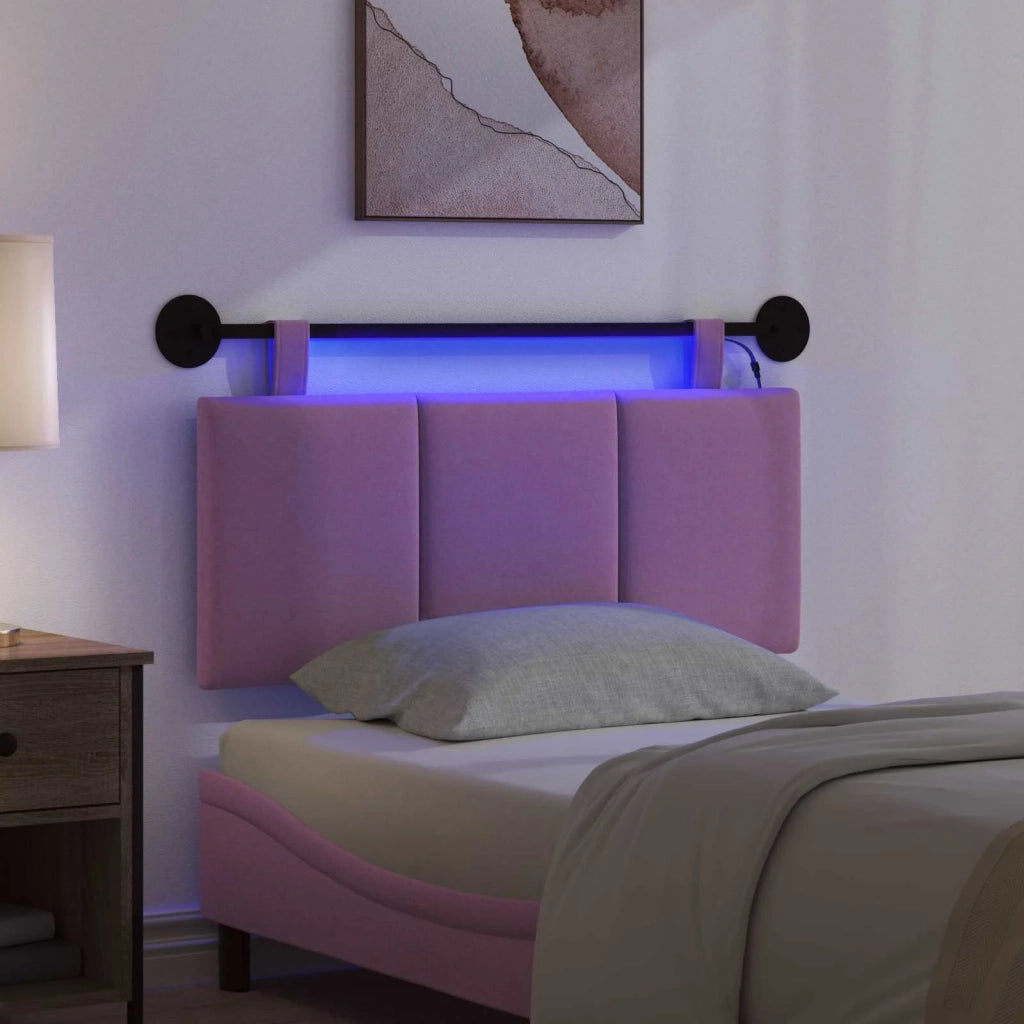 Testiera sospesa Con luce LED Rosa Tessuto