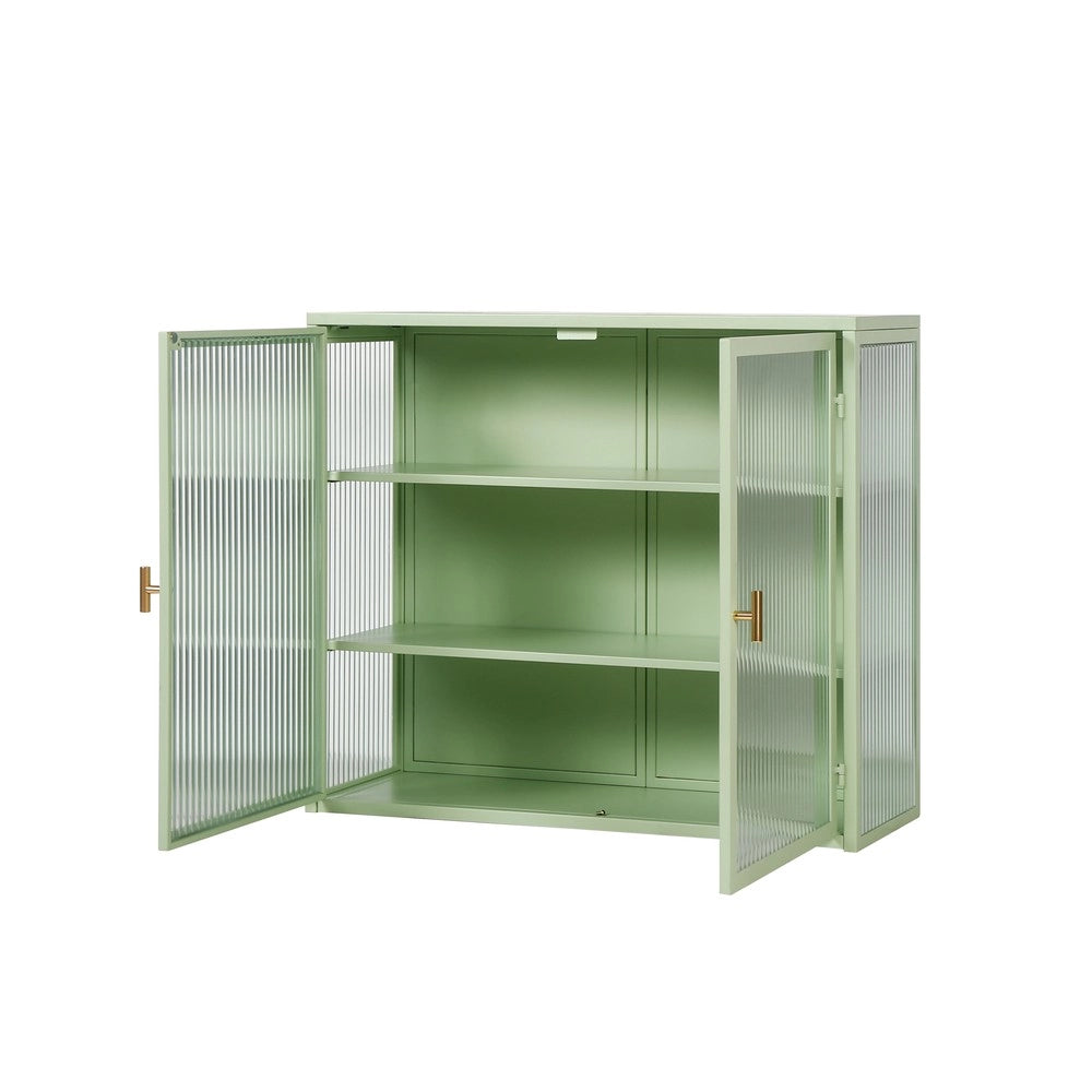 Armadio a Muro 2 Ante in Vetro con Ripiani ¨C MINIMAL ¨C Verde