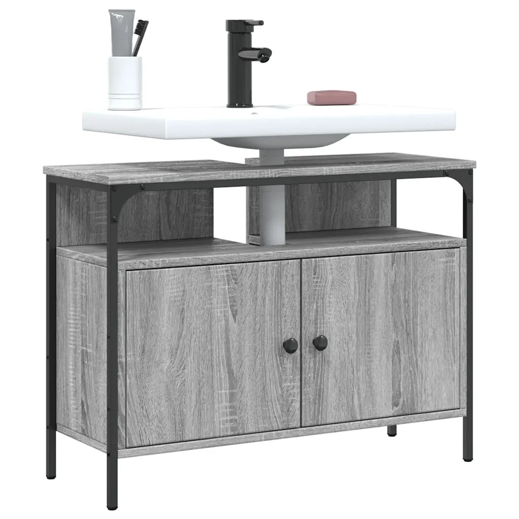 Mobile Lavabo Bagno-Armadietto da bagno Grigio Sonoma 80x30x60 cm Legno Multistrato 638488