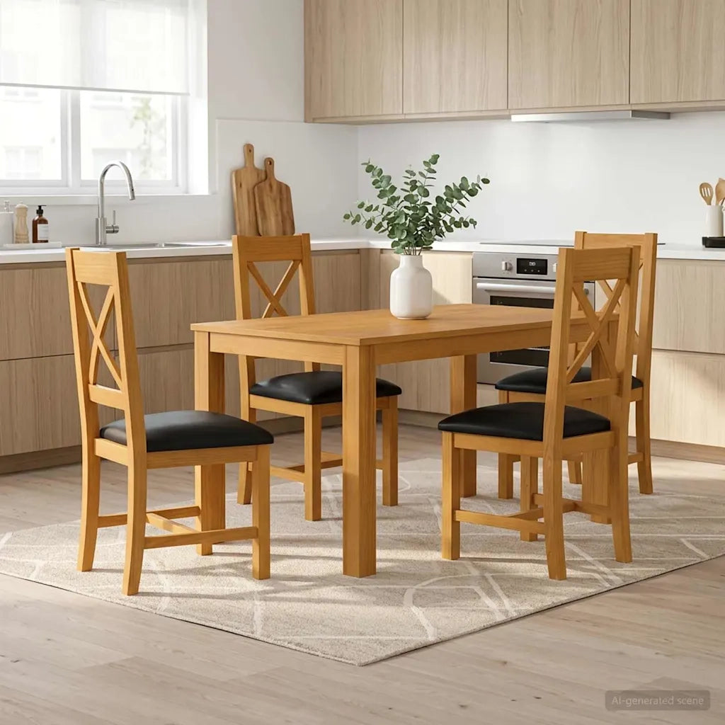 Set da pranzo 5 pz Nero Legno di Quercia Massello 3430364