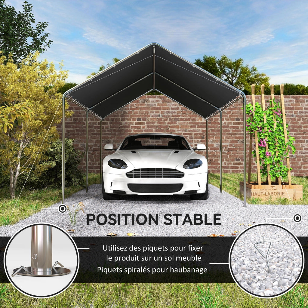 Carport per auto 6x3m ¨C zephmum ¨C acciaio galvanizzato grigio