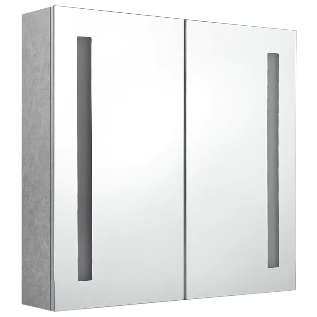 Armadietto Bagno | Armadio da bagno con Specchio e LED Grigio Cemento 62x14x60 cm