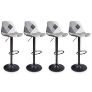 IDMarket - Lote de 4 taburetes de bar KARL patchwork negro, gris y blanco con patas negras