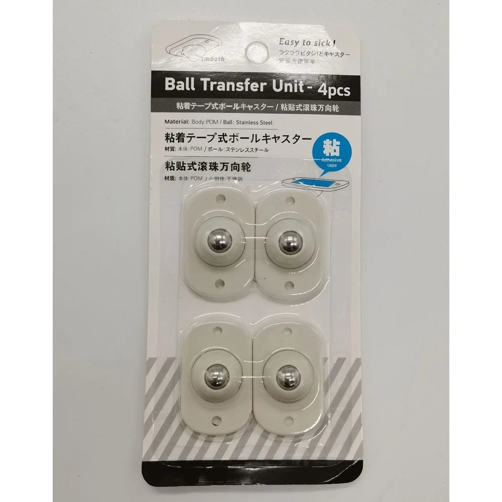 Trade Shop - Set Di 4 Mini Ruote Rotelle Girevoli A Sfera Autoadesive Per Mobili Scatole Portaoggetti -