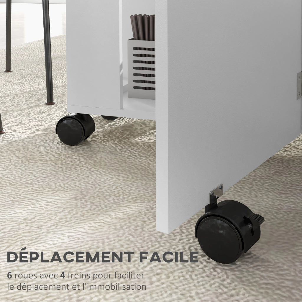Tavolo da pranzo pieghevole con rotelle ¨C zephmum ¨C bianco 120x60x77 cm
