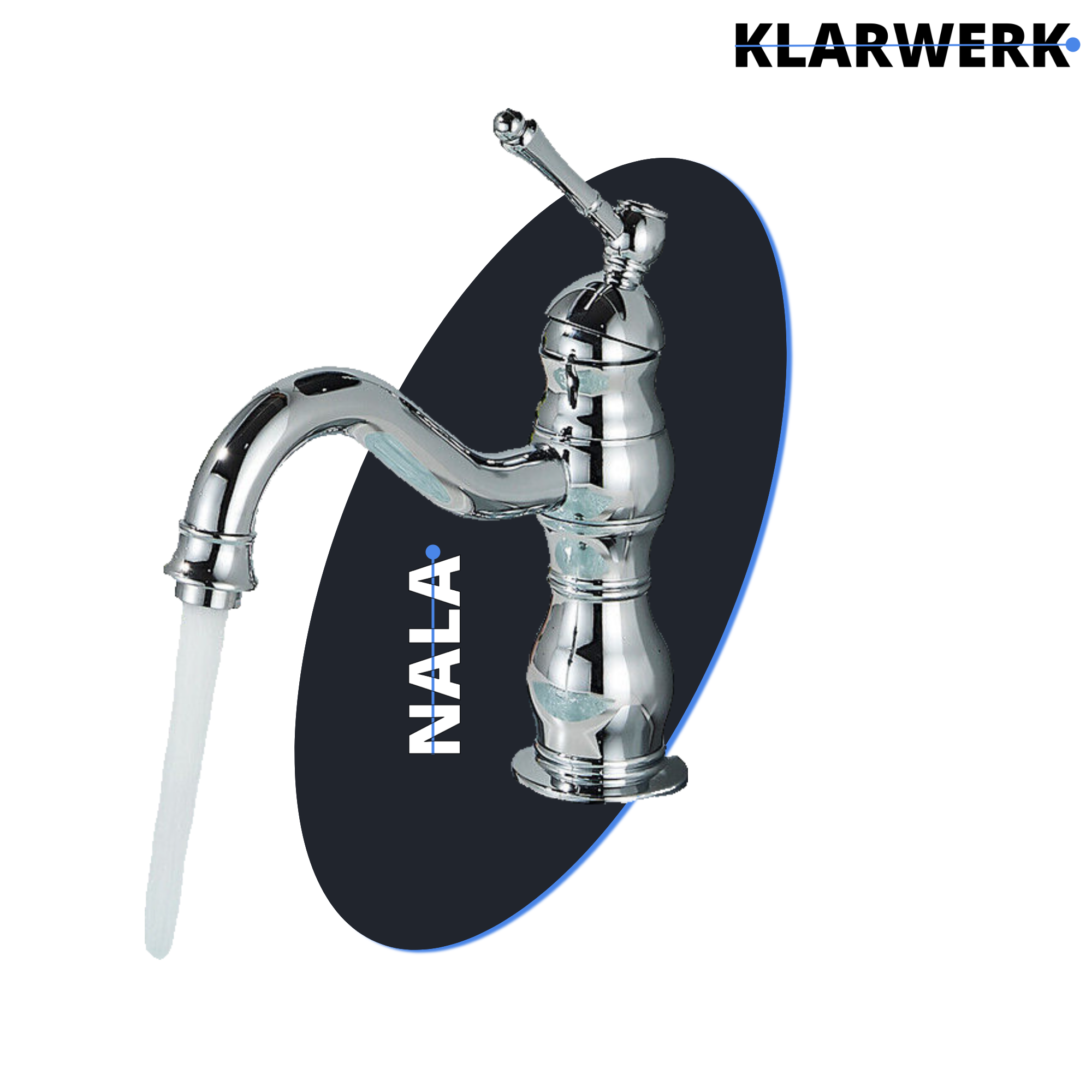 NALA | Rubinetto da bagno basso vintage Gastro cromato lucido |. Rubinetto per lavabo retrò premium in acciaio inossidabile piccolo |