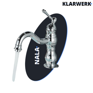 NALA | Rubinetto da bagno basso vintage Gastro cromato lucido |. Rubinetto per lavabo retrò premium in acciaio inossidabile piccolo |